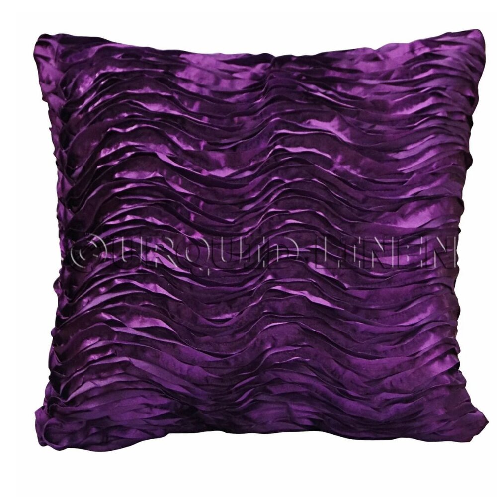 Wave Satin Throw Pillow  Feather Filled Microsuede Solid Color Decorative‎ Throw